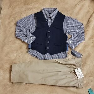 NAUTICA 3-PIECE DRESS SHIRT, VEST AND PANTS, SIZE 24 MONTHS - NEW!